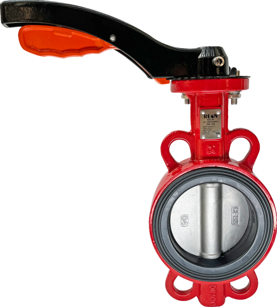 Фото Дисковый поворотный затвор с алюминиевой рукояткой REON тип RSV84RED DN 100 PN 16, артикул 100RSV84RED