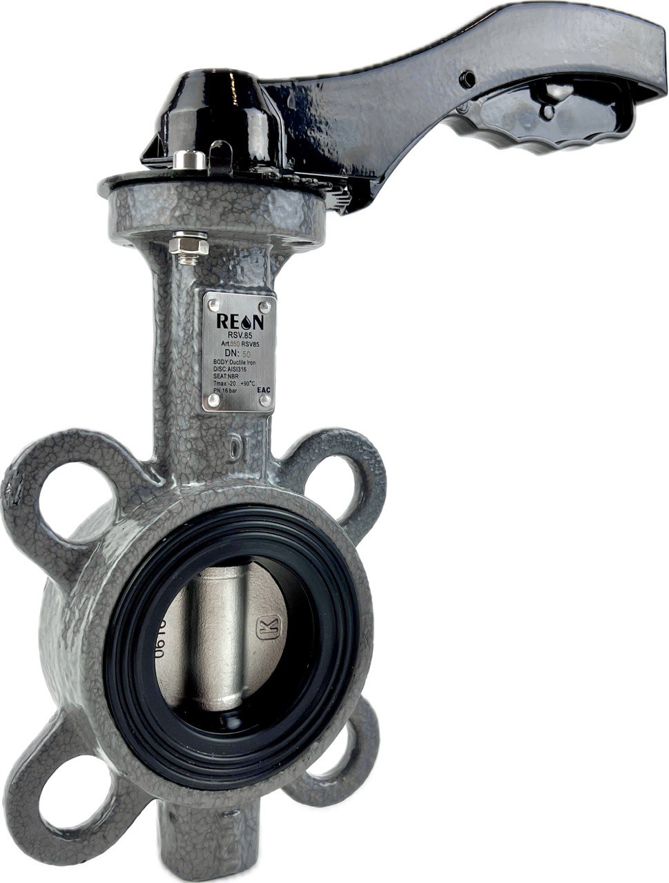 Фото Дисковый поворотный затвор с алюминиевой рукояткой REON тип RSV85, DN 125, артикул 125RSV85