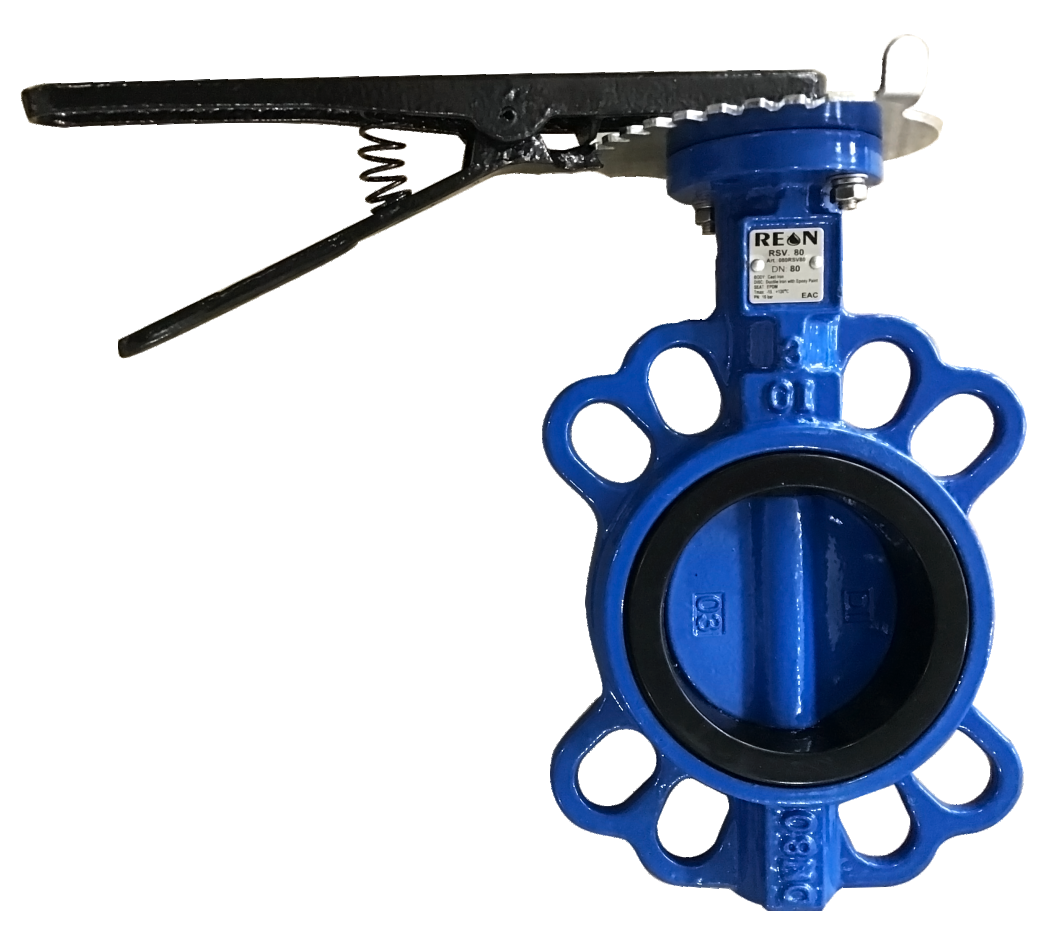 Фото Дисковый поворотный затвор со стальной рукояткой REON тип RSV80 DN 200, артикул 200RSV80